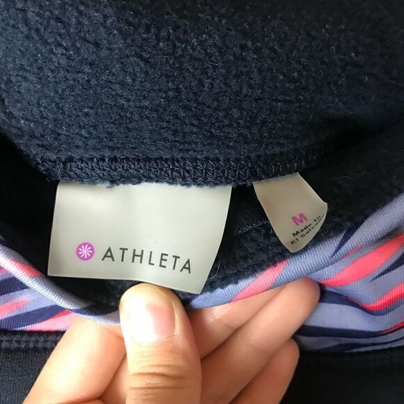 Athleta Polartech Fleece Leggings Navy/Pink Size M - Picture 6 of 11